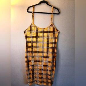 Yellow Plaid Sleeveless Dress